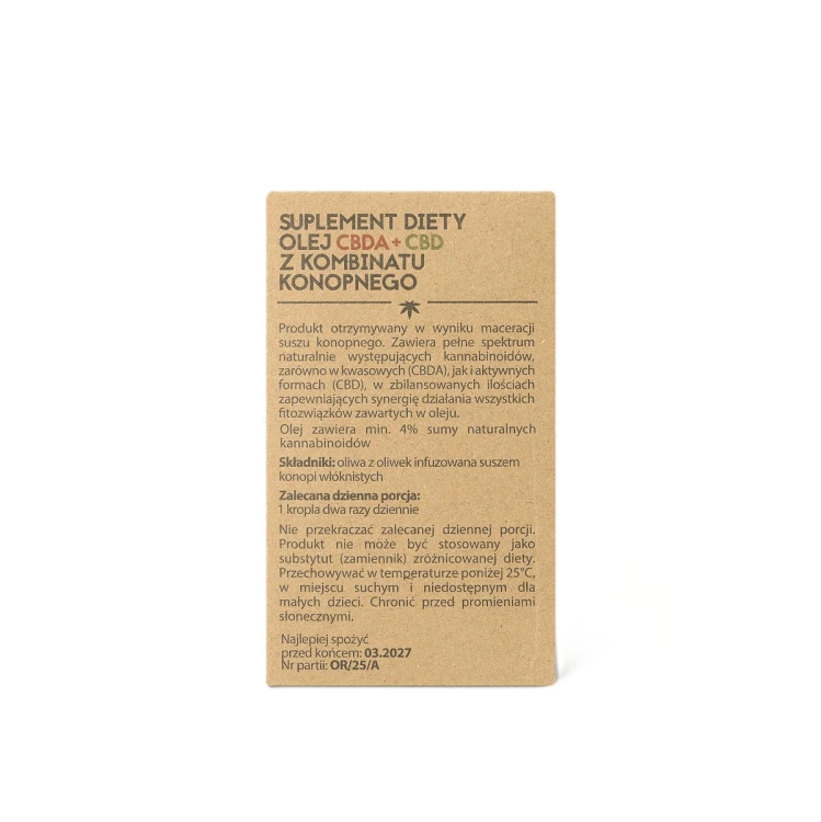 Kombinat Konopny Olej CBDA+CBD RAW 1000 mg 30 ml - Suplement Diety