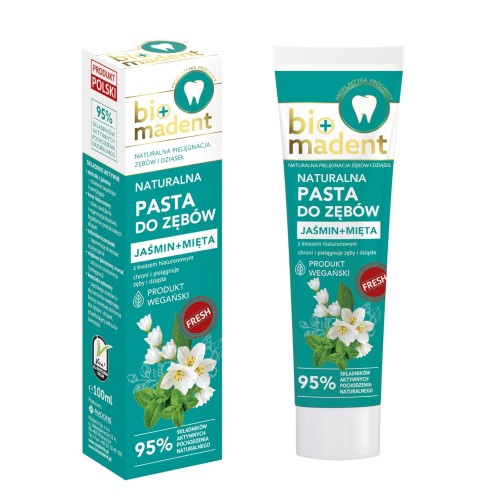 BIO MADENT Naturalna pasta do zębów Jaśmin + Mięta + Kwas hialuronowy 100 ml