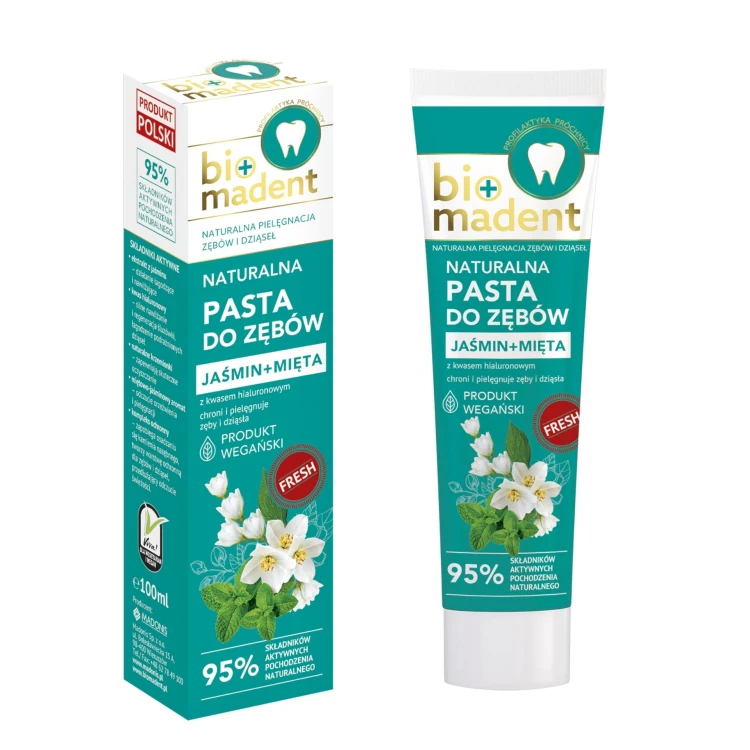 BIO MADENT Naturalna pasta do zębów Jaśmin + Mięta + Kwas hialuronowy 100 ml