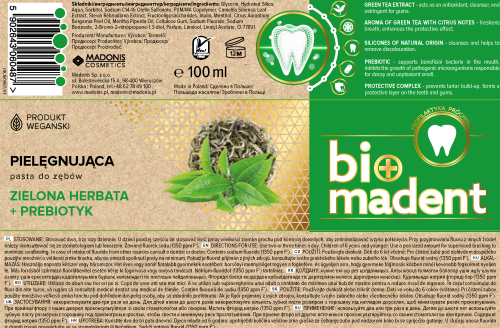BIO MADENT Naturalna pasta do zębów Green Tea z prebiotykiem 100 ml