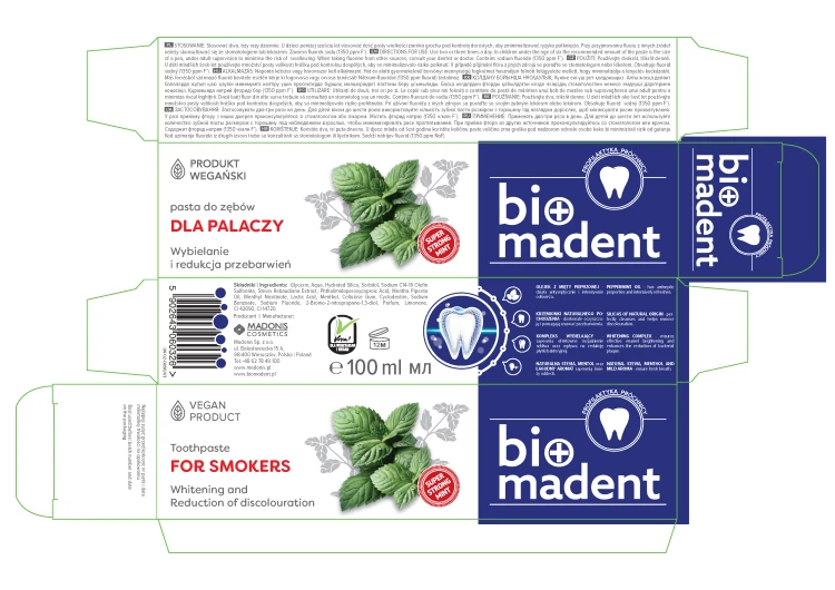 BIO MADENT Wybielająca pasta do zębów dla palaczy 100 ml