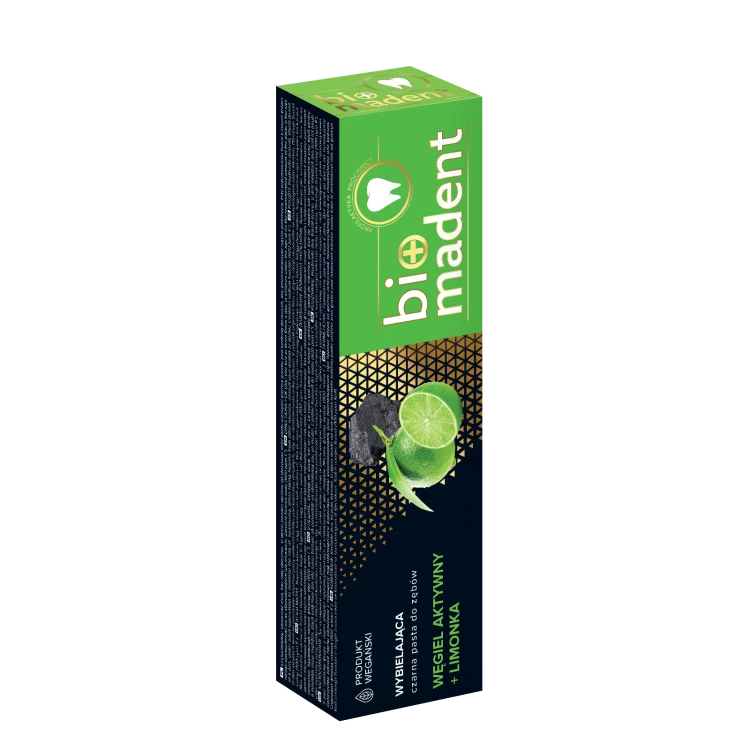 BIO MADENT Wybielająca pasta do zębów z węglem drzewnym z bambusa i limonką 100 ml