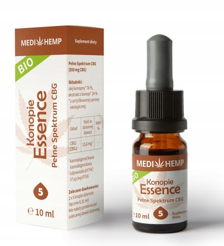 Medihemp 5 Esencja konopna 5% CBG Naturalny olejek 10 ml BIO Full Spectrum