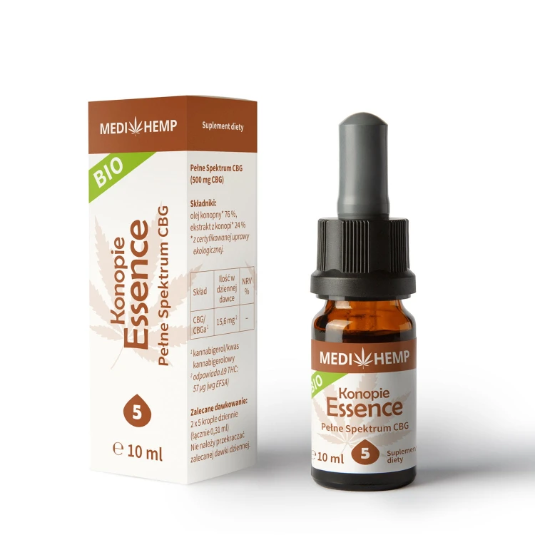 Medihemp 5 Esencja konopna 5% CBG Naturalny olejek 10 ml BIO Full Spectrum