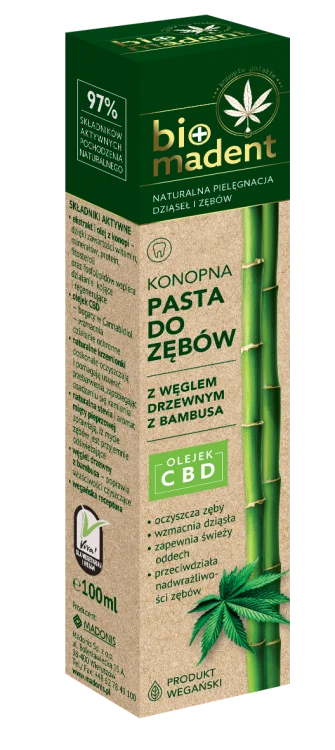 BIO MADENT Konopna pasta do zębów z CBD i węglem drzewnym z bambusa 100 ml