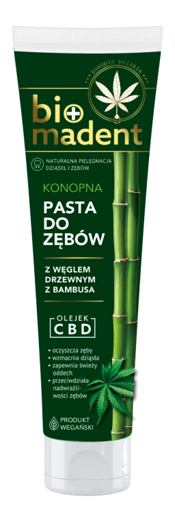 BIO MADENT Konopna pasta do zębów z CBD i węglem drzewnym z bambusa 100 ml