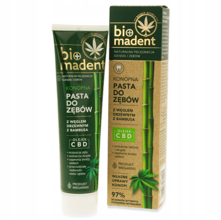 BIO MADENT Konopna pasta do zębów z CBD i węglem drzewnym z bambusa 100 ml