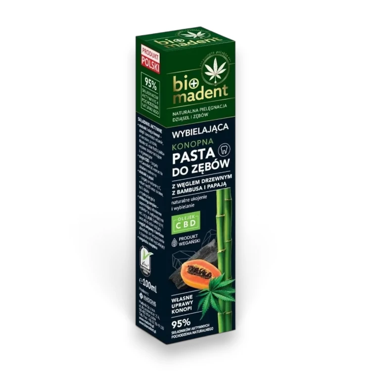 BIO MADENT Wybielająca konopna pasta do zębów z CBD i papają 100 ml