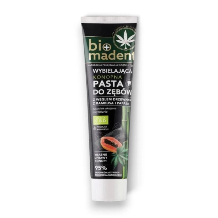BIO MADENT Wybielająca konopna pasta do zębów z CBD i papają 100 ml